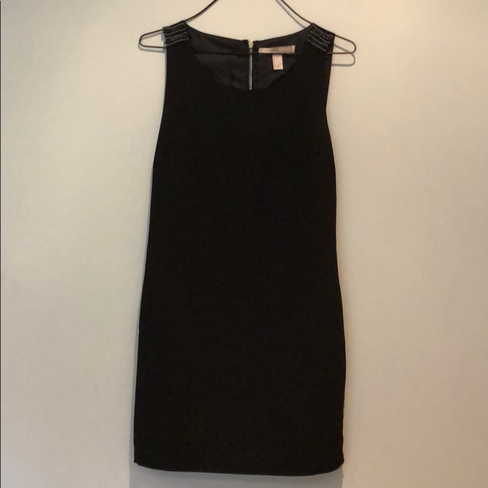 Beaded Accent Black Dress